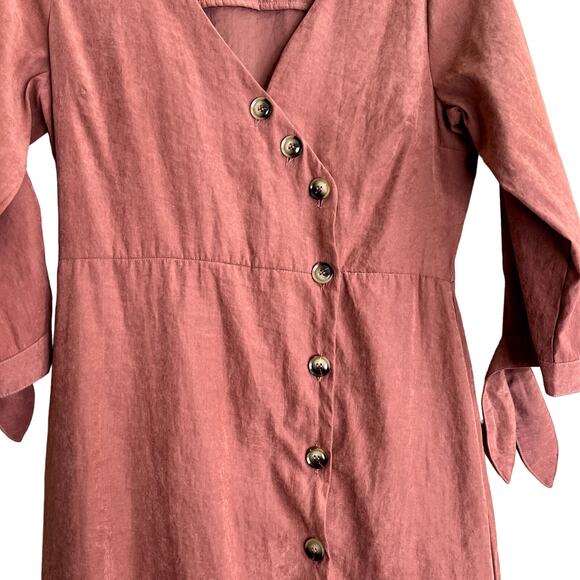 Hayden Women Size Medium V-Neck Shift Dress Button Prairie Cottagecore Boho - Picture 10 of 14